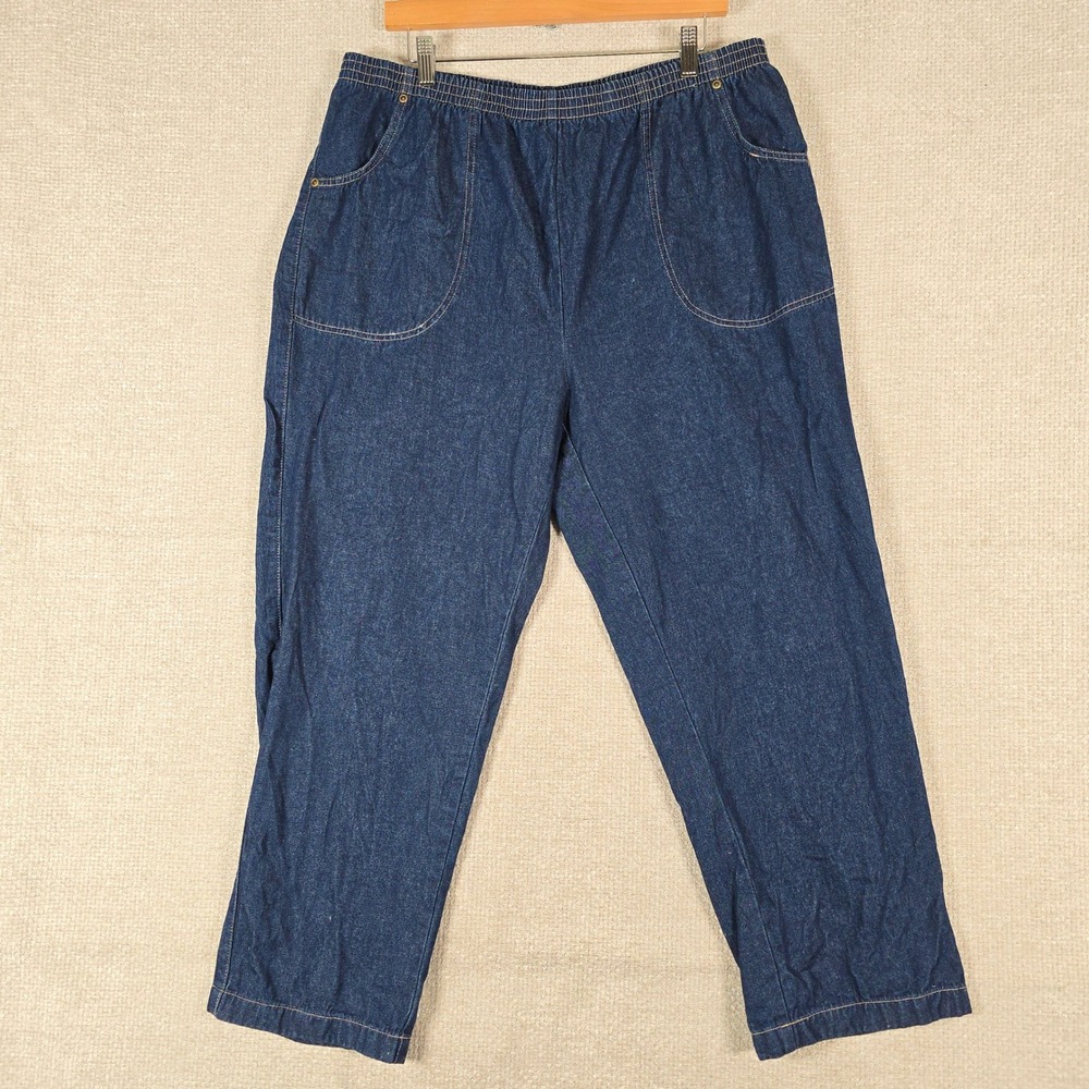 American Sweetheart Women Blue Elastic Waist Pull On Denim Pants 20P A31